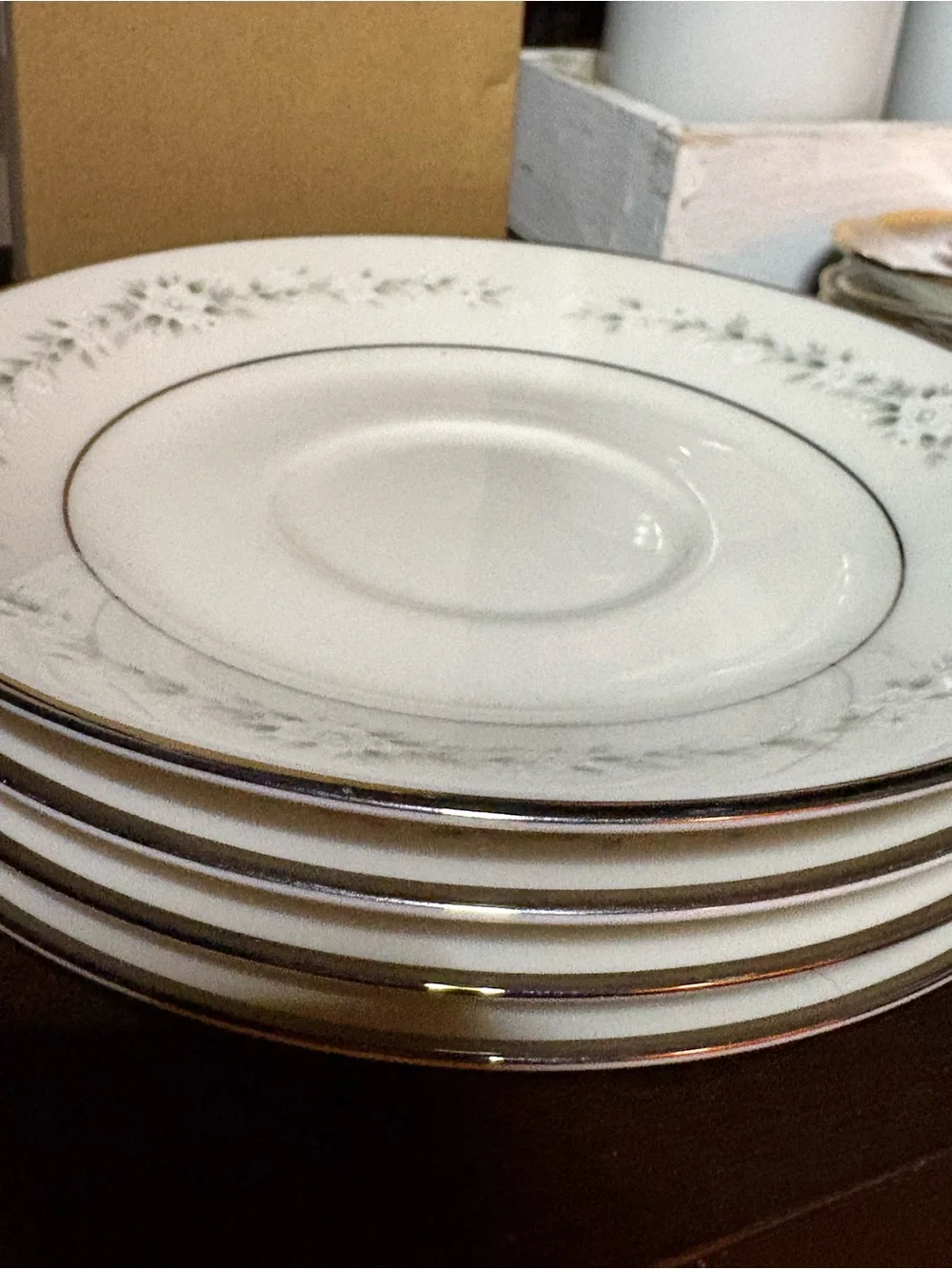 Set of 4-discontinued Noritake “Heather” pattern #7548 fine ivory China plates